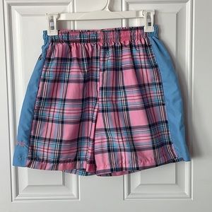 Plaid lacrosse shorts with pockets